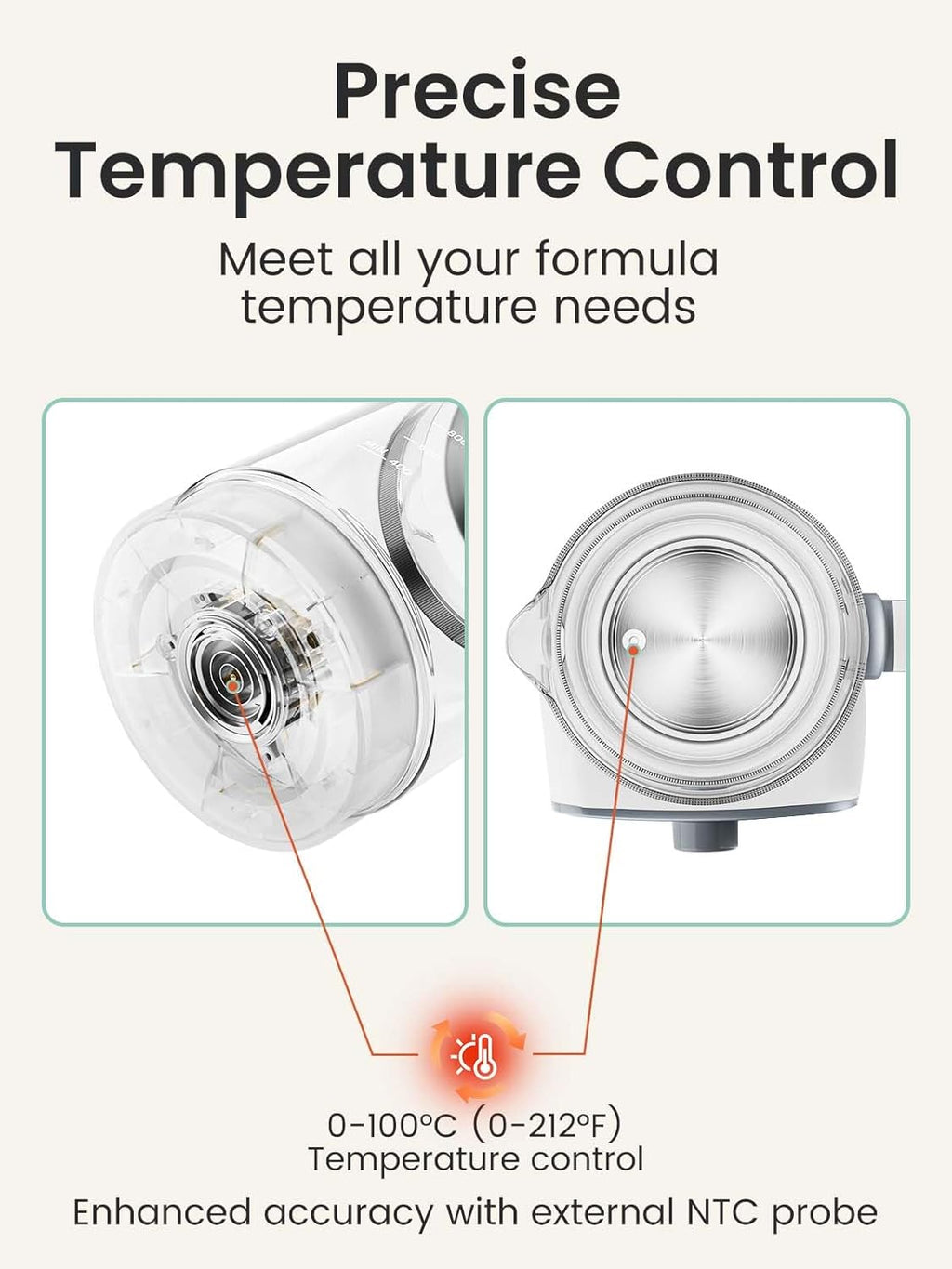 GROWNSY Baby Instant Warmer, Glass Water Boiler with Accurate Temperature Control for Formula, Coffee and Tea, 1.3 Liter Electric Kettle with LCD Display and Timer