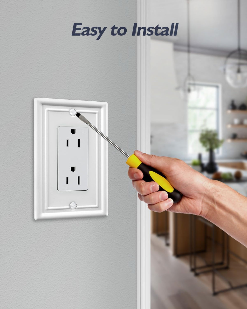 2-Pack Decorator Wall Plate, Off White Outlet Covers, Metal Wall Plate Cover for Receptacle, GFCI Outlet, Dimmer Switch, 3.15''*4.88'', Midsize