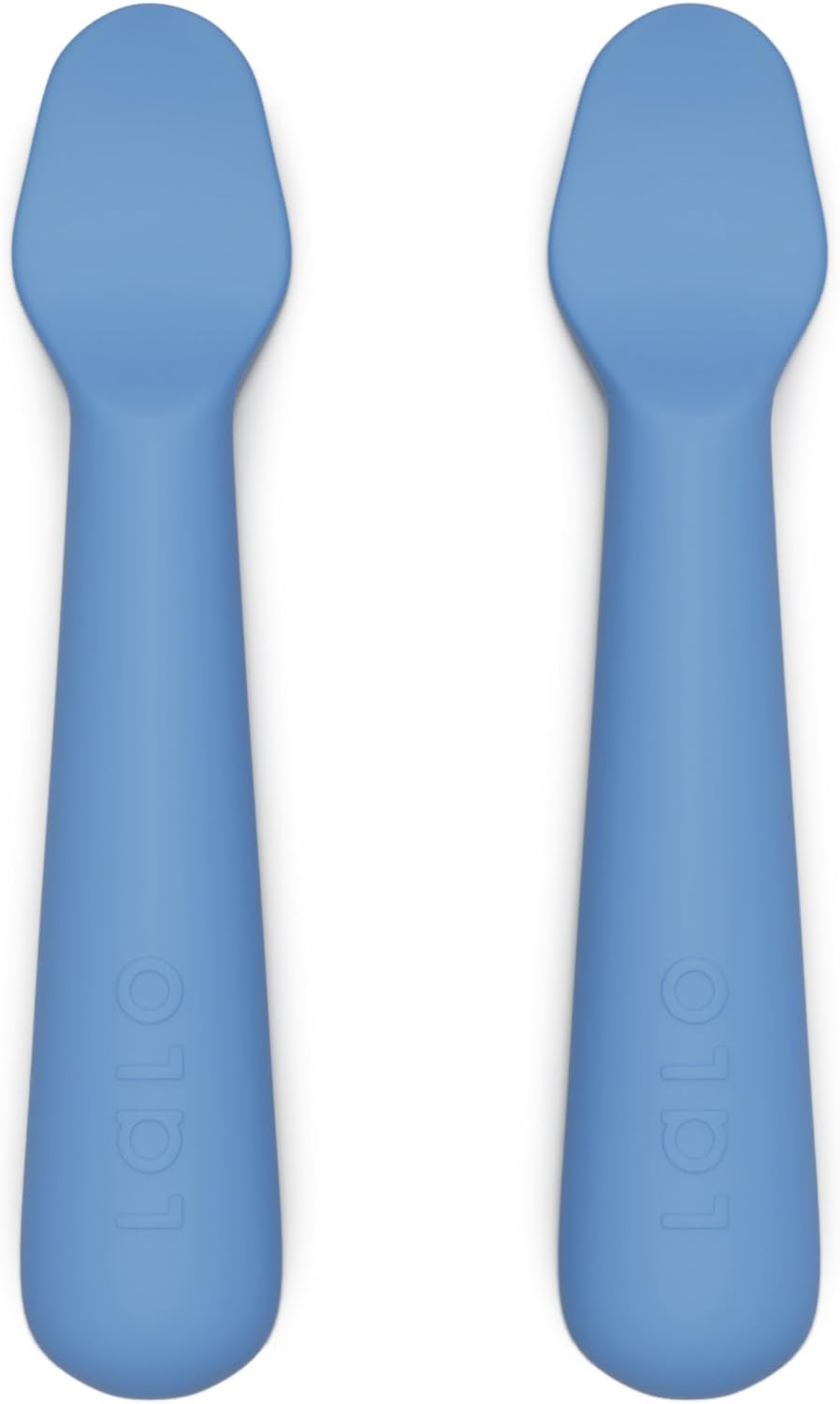 Lalo Little Spoon Set - 2 Piece Baby Spoons Set for Infants & Babies - Made From Food Grade Silicone Dishwasher Safe - Baby Feeding Essentials for Early Stage Mealtime - Blueberry