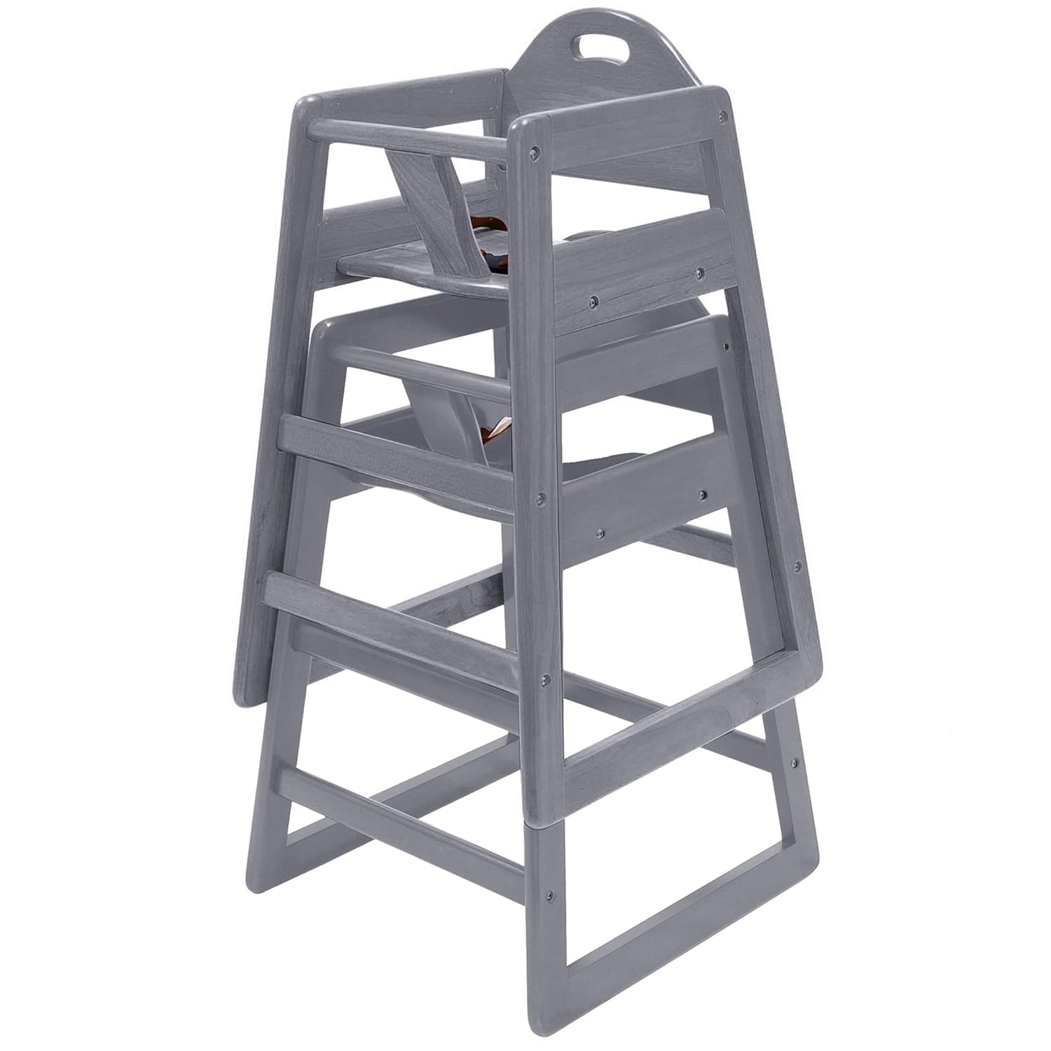 Wooden High Chair for Baby & Toddler – Restaurant-Style Stackable HighChair with Commercial Grade Solid Wood for Dining Table & Kitchen – Compact & Portable Design for Home & Restaurant Use - Gray