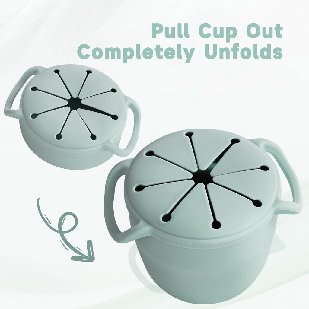 Snack Cups for Toddlers Spill Proof,Baby Snack Containers,Collapsible Food Grade Silicone Snack Cup,Dishwasher Safe and BPA Free,Set Of 2,13 Oz,Blue