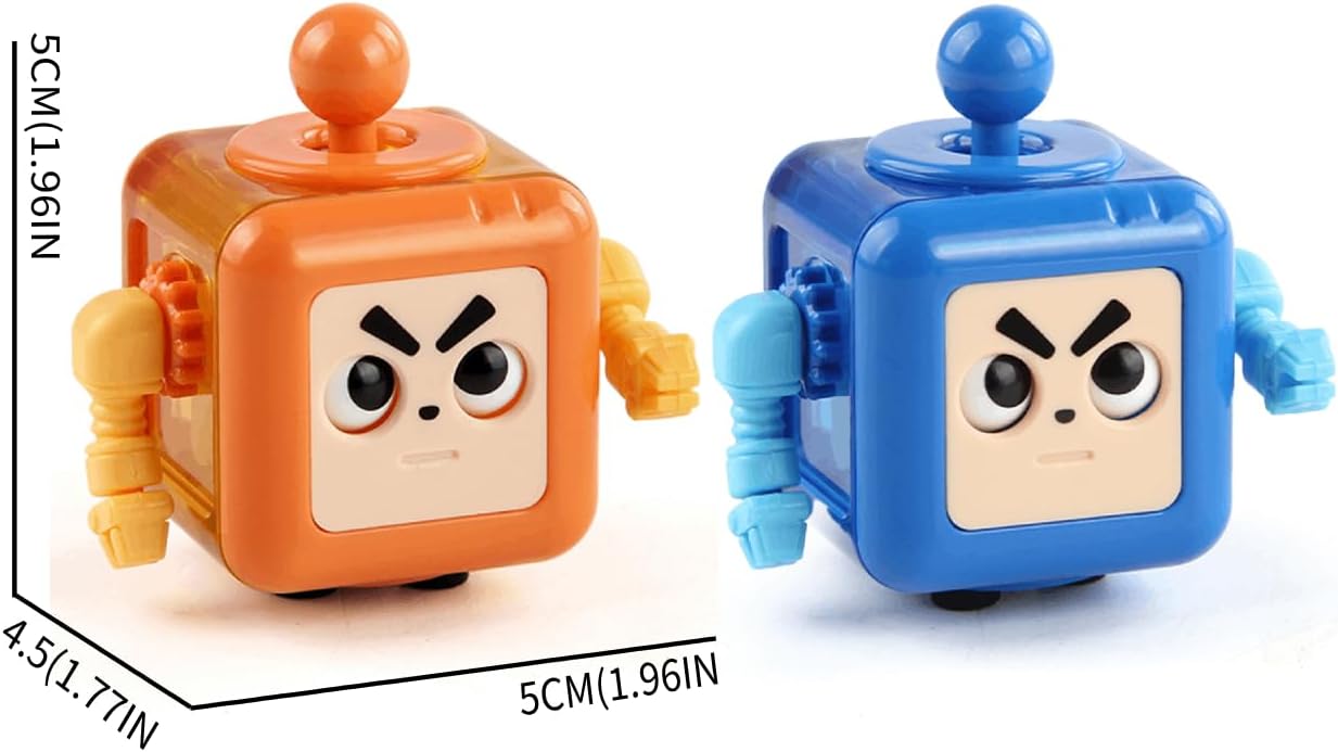 2P Fidget Robot Cube Fidget Toy, Magic Cube Stress and Anxiety Relief Toys, Fidgets Robot Cube Toy Cube Relaxing Hand-Held for Adults, Killing Time Cool Fidget Block for ADD/ADHD/OCD (Orange Blue)