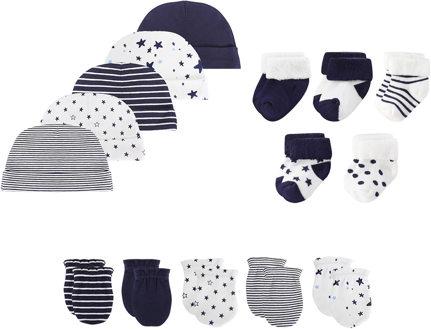 15 Pack Unisex New Born Boy Girls Hats Mittens Socks Sets Cotton Soft Infant Accessory 0-6 Months Baby Essentials