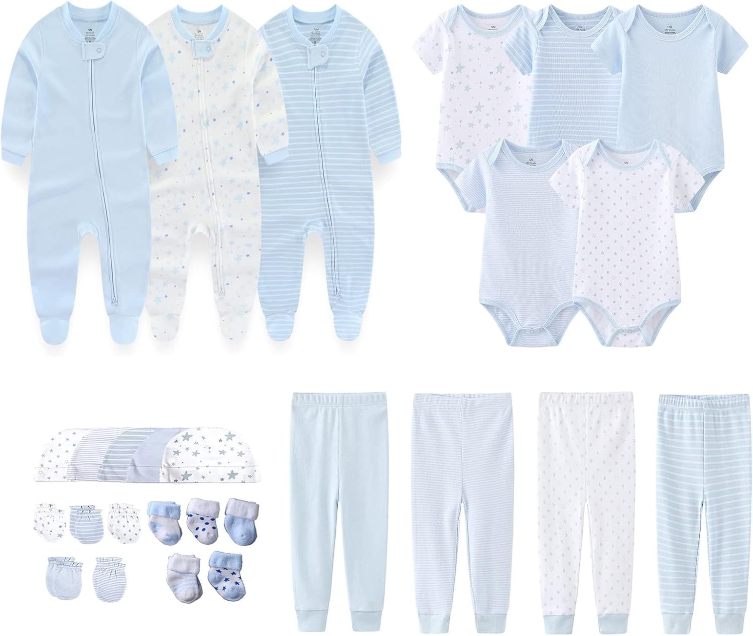 Newborn Layette Gift Set 27-Piece Baby Girl Clothes Bodysuits, Pants Essentials and Accessories 0-12Months