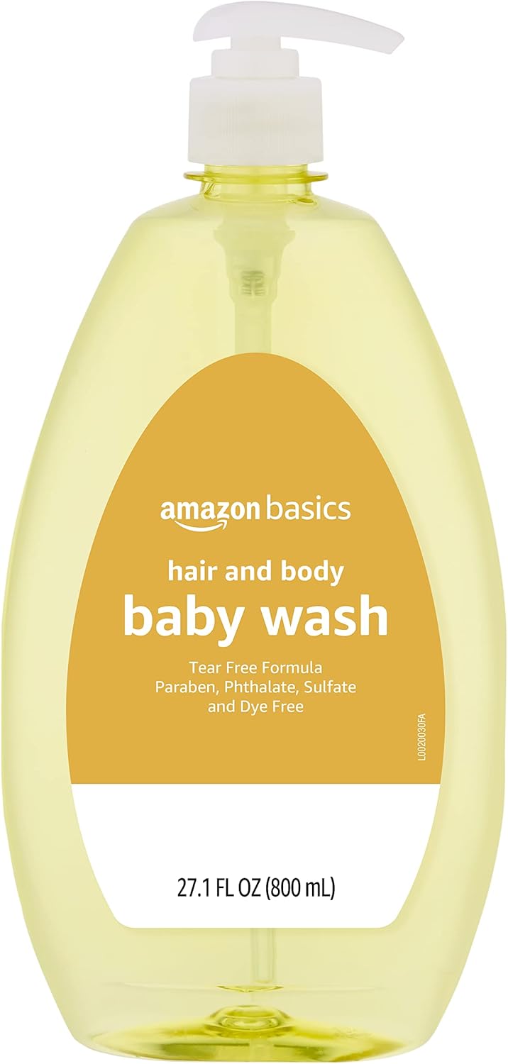 Amazon Basics Tear-Free Baby Hair and Body Wash, 27.1 Fluid Ounce, Lightly Scented, 4-Pack (Previously Solimo)