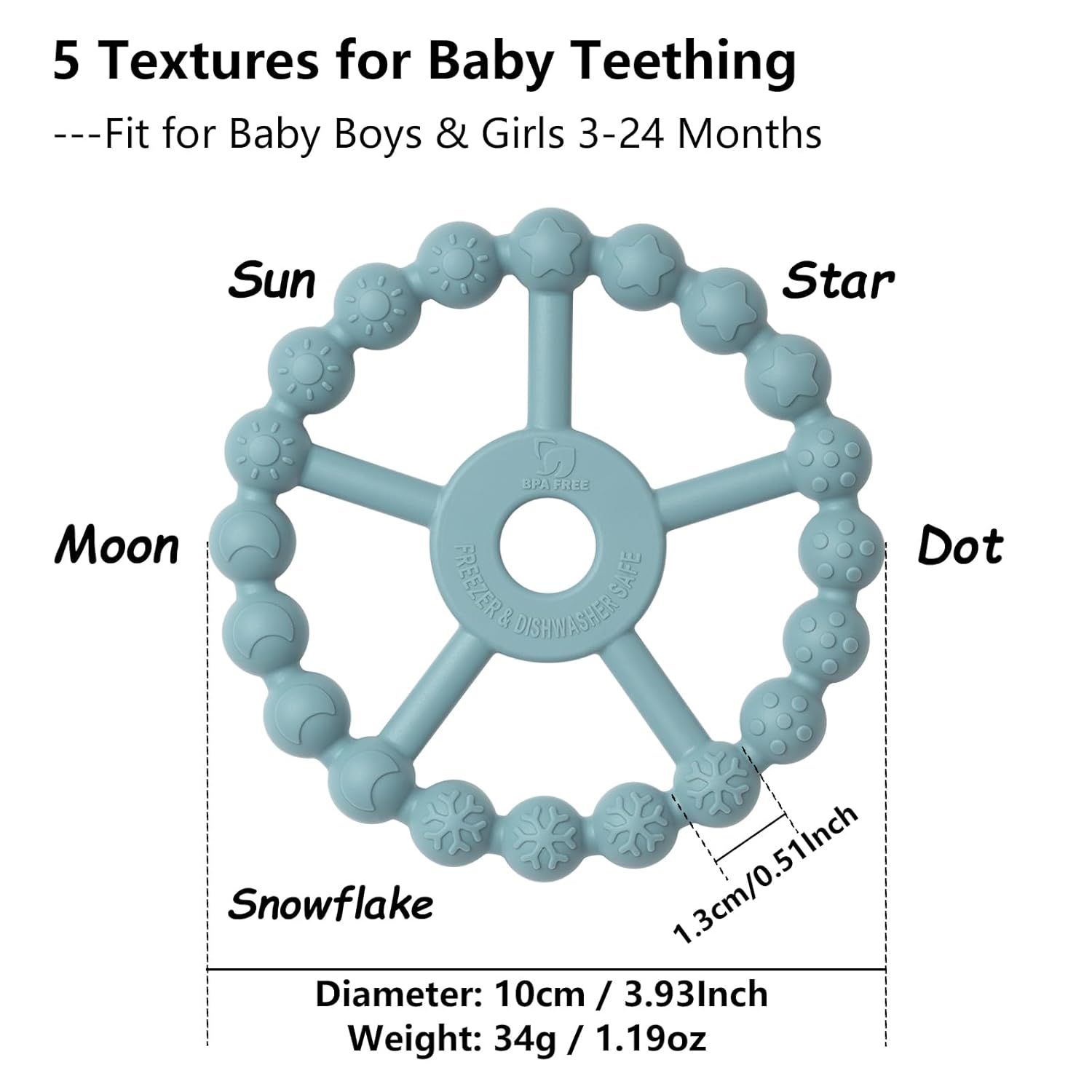 3 Pack Ring Teether Baby Infant Toys, Baby Essentials, Silicone Teething Ring Toys for Babies 0-6 Months, Seposeve Toddler Teethers 6-12 Months 12-24 Months, Infant Teething Relief, Green Blue White