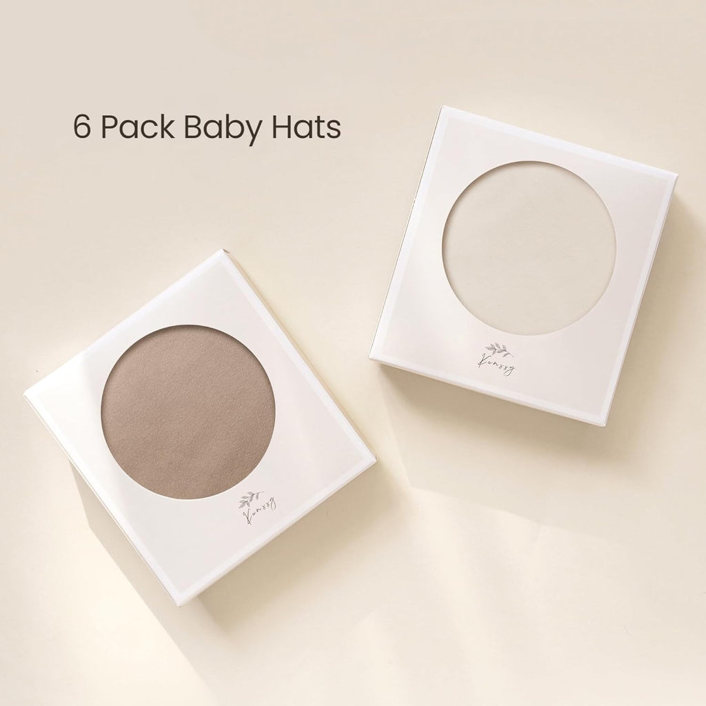Konssy 6 Pack Baby Newborn Hats Set Knot Beanie Hats Soft for Infant Baby Girls Boys Caps 0-6 Months