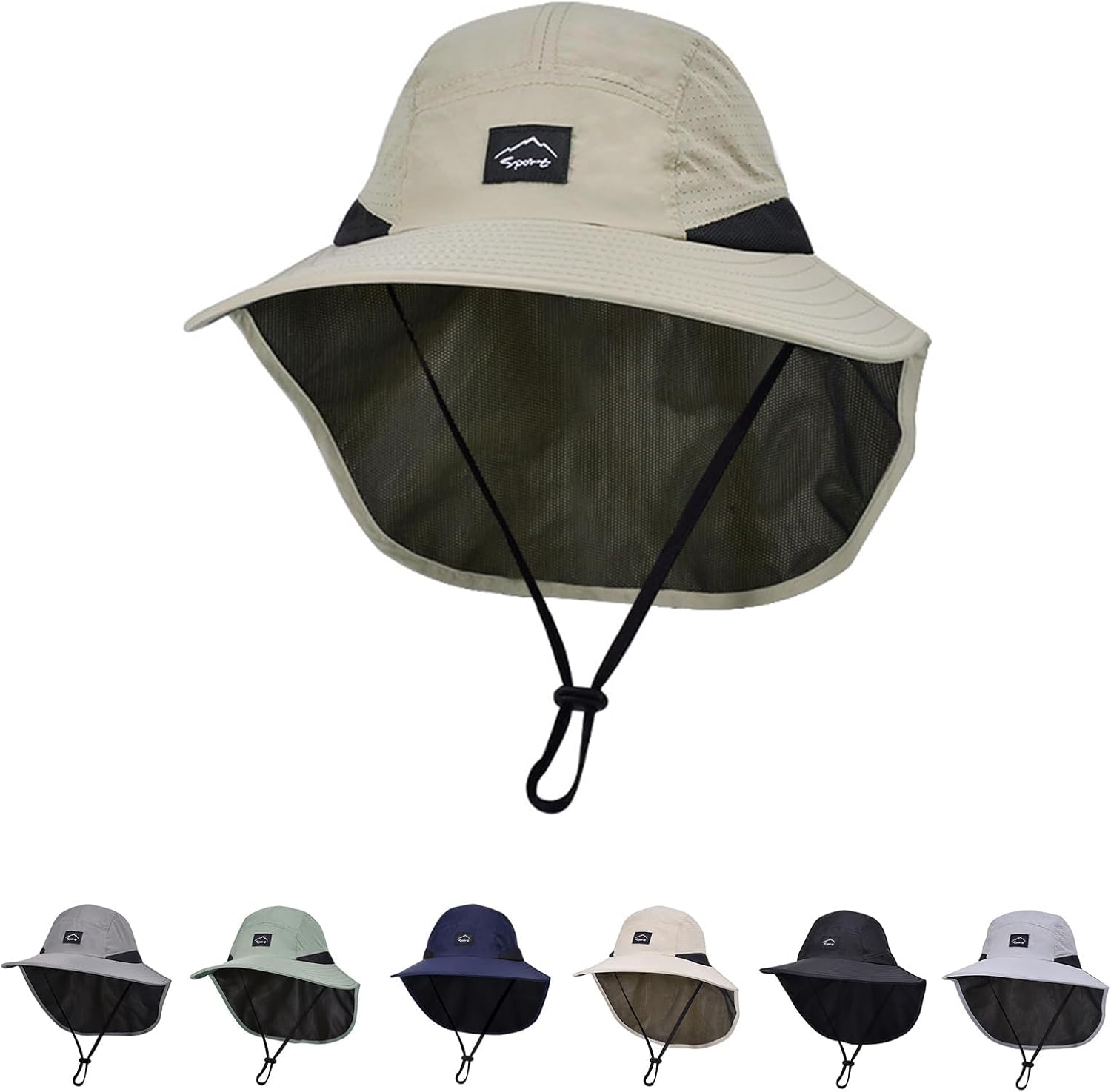 Outdoor Kids Sun Hat with Neck Flap UPF 50+ Quick Dry Beach Hats for Baby Boys Girls Age 2-12 Years Adjustable