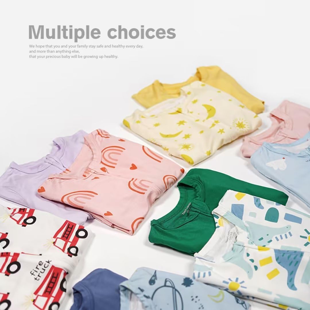 Teach Leanbh Baby Boys Girls 2 Pack Bamboo Viscose Pajamas 2 Way Zipper Short Sleeve Romper Jumpsuit Sleep and Play