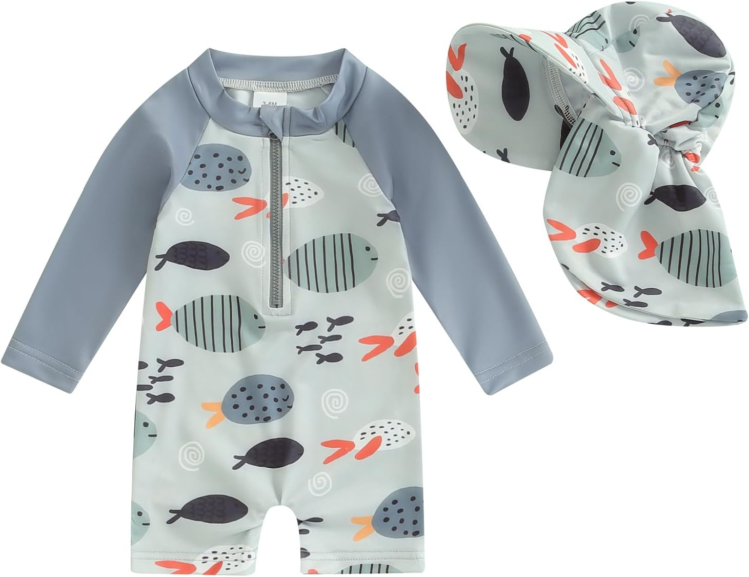 Hnyenmcko Baby/Toddler Boy Rash Guard Swimsuit Long Sleeve One Piece Zipper Swimwear Sunsuit Infant Bathing Suit Beachwear