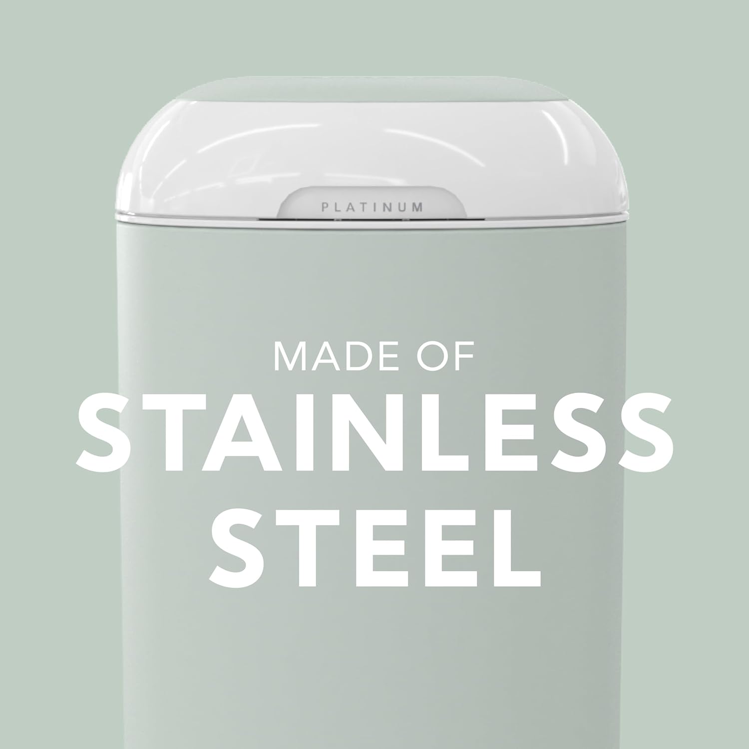 Diaper Genie Platinum Pail (Sage Green) is Made in Durable Stainless Steel and Includes 1 Easy Roll Refill with 18 Bags That can Last up to 5 Months.