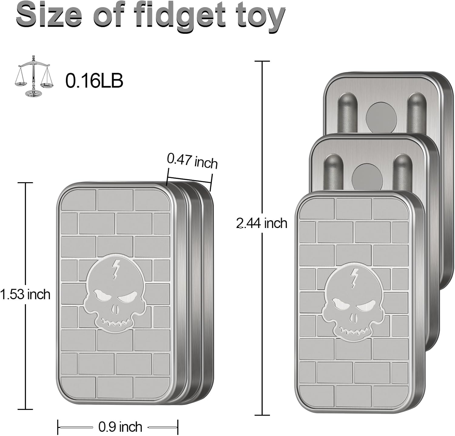 ATESSON Magnetic Fidget Slider,Metal Push Card Stress Relief Toy,Office Desk Adult Fidget Toys,Magnetic Fidget Toy for Autism ADHD Special Needs