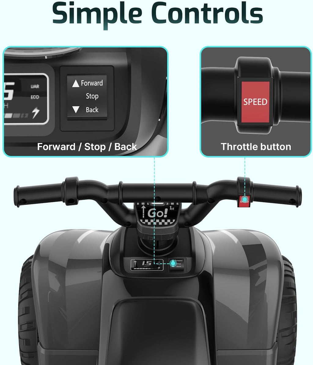 Gotrax RT1 Ride on Toys for Toddlers 1.5-3, Safe 12V Lead-acid Battery up to 80 Minutes, Forward/Reverse 2 Gears, Max 1.5MPH Speed&8" Big Tire, Electric Vehicle ATV Car Best Gift for Age1.5–3 Boy Girl