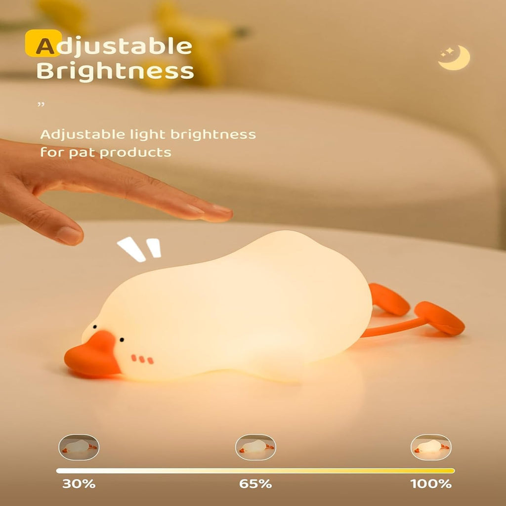 Big Goose Night Light，Squishy Silicone Kids Lamp, Dimmable 3-Gear Warm Light with Tap Control, BPA-Free Baby Cut LED Nightlight for Nursery Bedrooms Camping & Party Decor