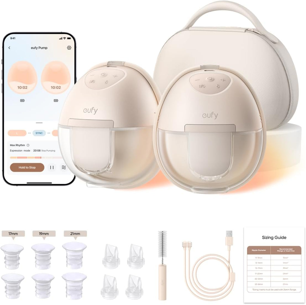 eufy Security Heated Wearable Breast Pump S1 Pro, Slim Hands-Free with Industry-Leading HeatFlow Tech, Wireless Charging Case, App-Controlled OptiRhythm, Hospital-Grade Suction, in-Bra Use