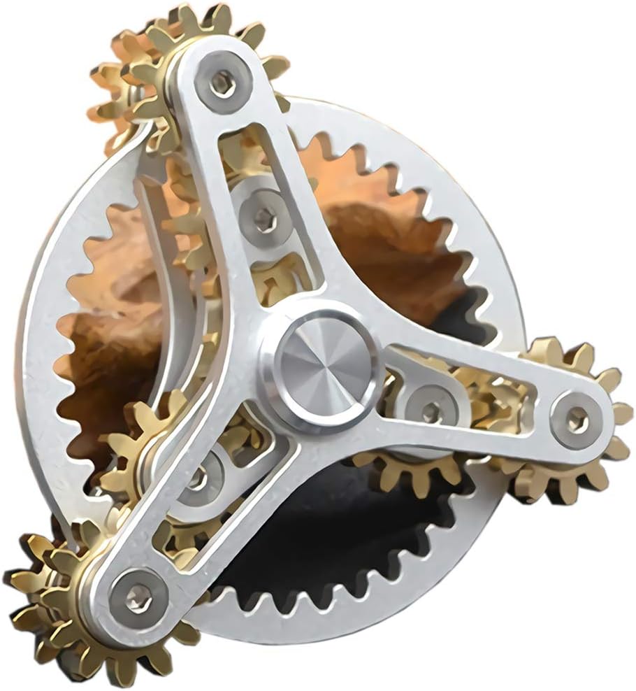 Pure Brass Fidget Spinner Gears Linkage Fidget Toy Metal DIY Hand Spinner Spins Long Time EDC Focus Meditation Break Bad Habits ADHD with Multiple Premium Bearings (13 Bearings White)