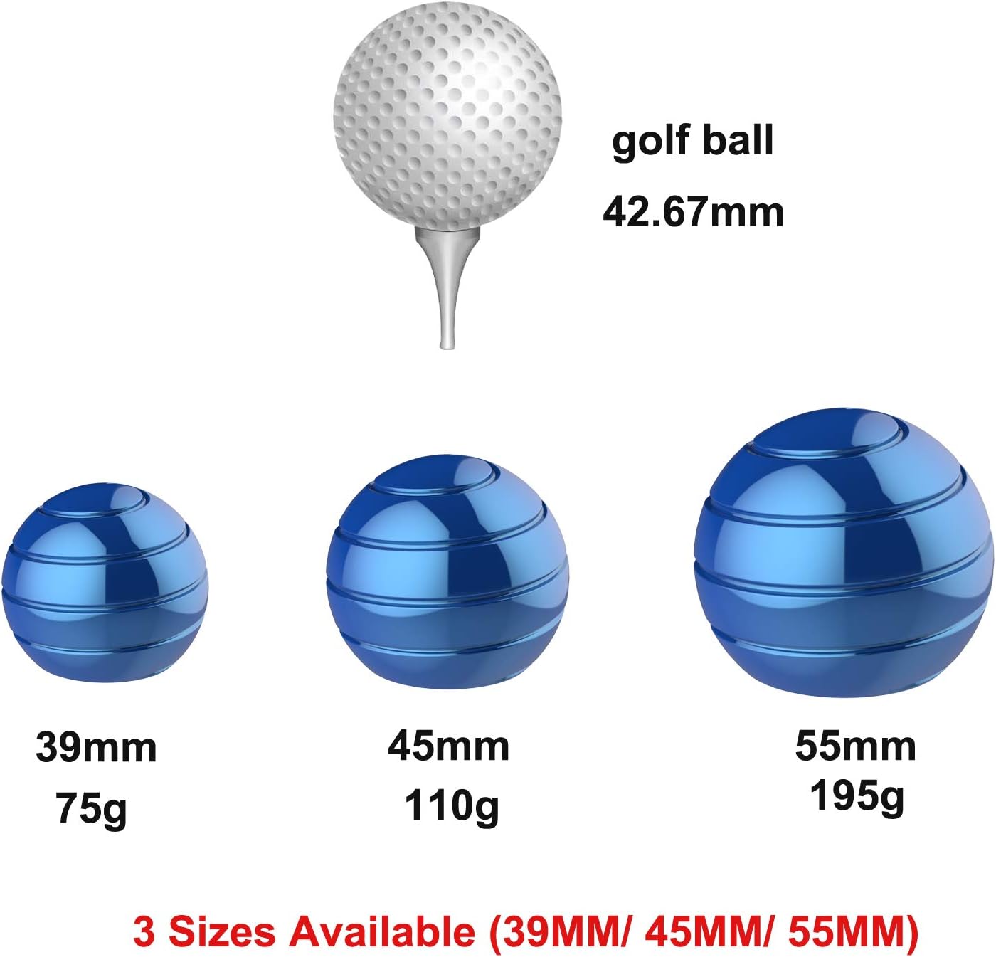 Kinetic Desk Spinning Toy, 1.54'' Kinetic Desktop Toy Ball for Anxiety ADHD, Optical Illusion Fidget Toys for Office for Adults, Fidgets Toys for Father, Mother, Son, Daughter (39MM, Blue)