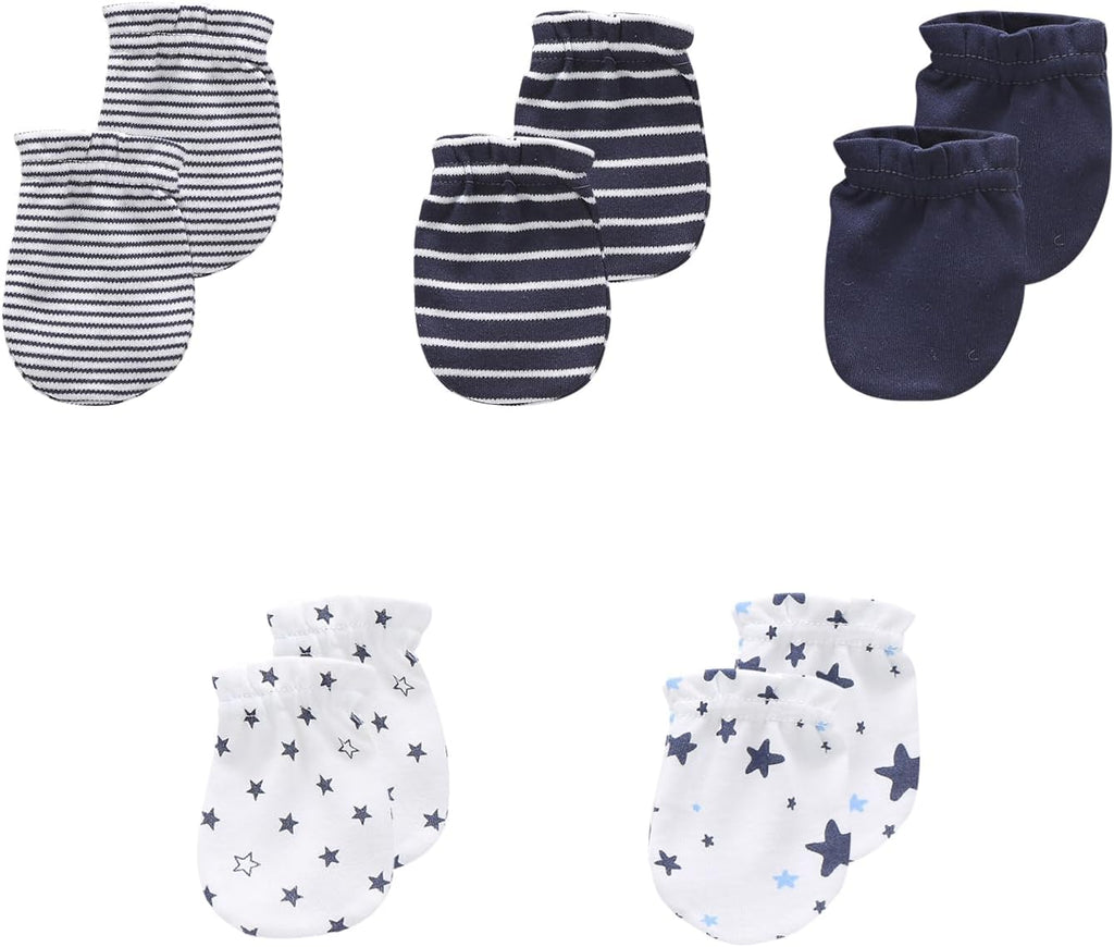 5 Pack Unisex New Born Boy Girls No Scratch Mittens Cotton Soft Baby Gloves Accessory 0-3 Months Infant Essentials