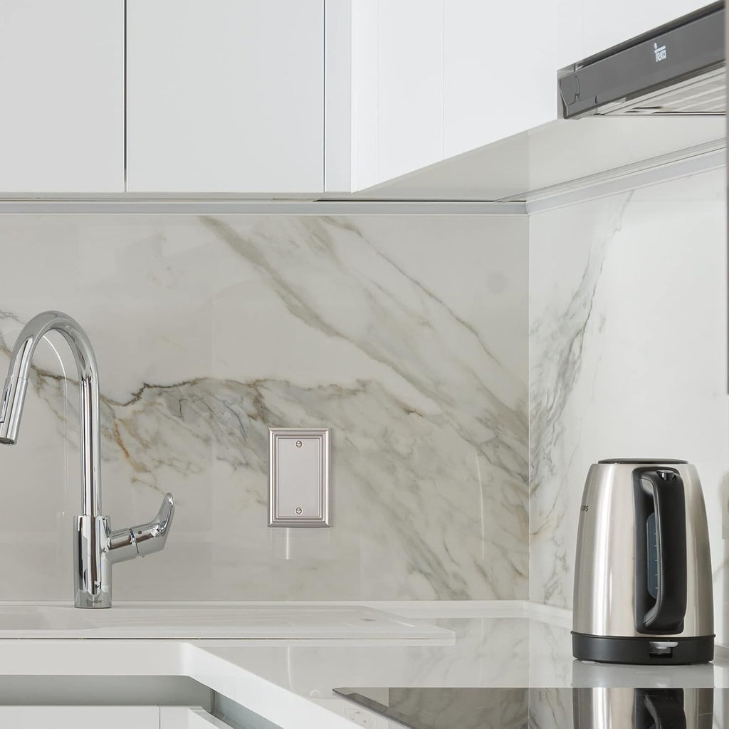 DEWENWILS 4-Pack Blank Wallplates, Brushed Nickel Outlet Cover, Stanless Steel