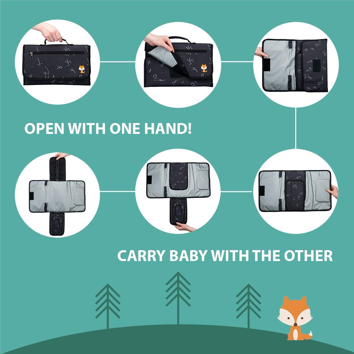 Portable Changing Pad - Waterproof Travel Baby Diaper Changing Pad, Mat Foldable, Wipes Pocket, Gifts