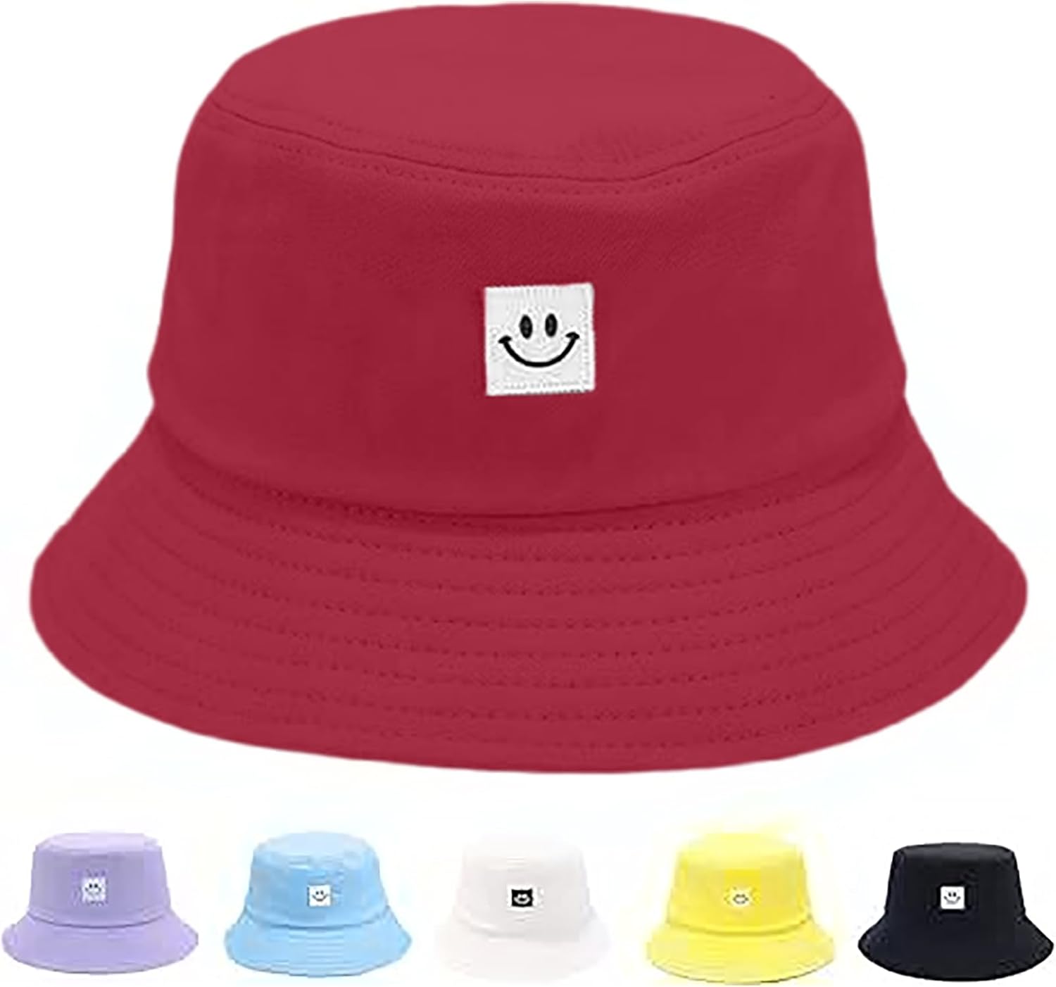 Kids Sun Hat Smile Face Bucket Hat for Girls Boys Summer Sun Protection Cotton Unisex Beach Cap