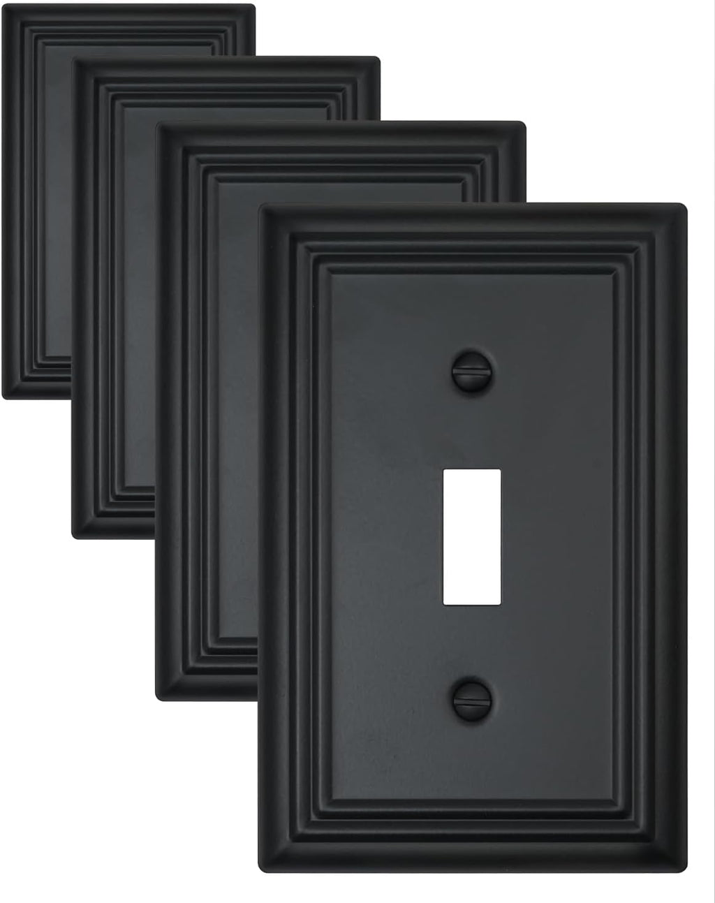 4-Pack Single Toggle Wall Plates, Decorative Black Switch Plate Covers, Metal Light Switch Covers, Durable Metal, 3.15''*4.88'', Midsize