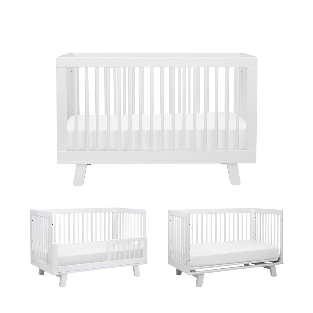 Babyletto Hudson 3-in-1 Convertible Baby Crib with Toddler Bed & Daybed Conversion - Easy to Assemble - GREENGUARD Gold Certified w/ 4 Adjustable Mattress Heights - White