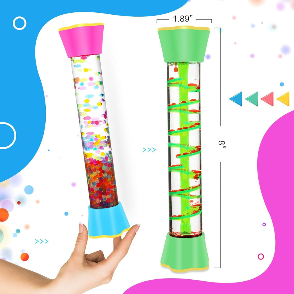 YUE MOTION Sensory Fidget Tubes Set - Calming Toys for Kids - Sensory Tube for Calm Down Corner Supplies,Occupational Therapy - Promotes Calmness & Independent Play(Spiral)