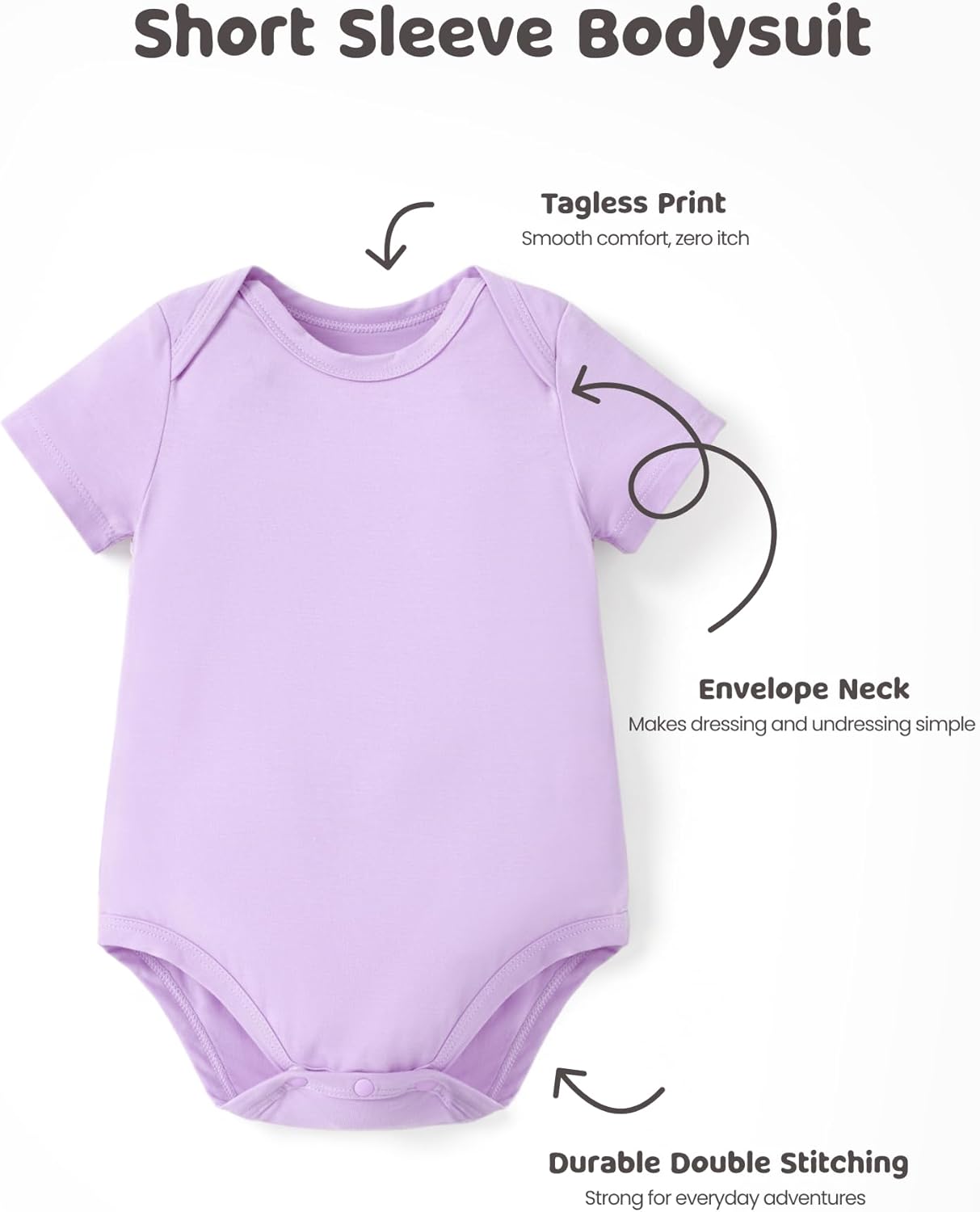 PATPAT Baby Bodysuits Supersoft Bamboo Viscose - Short Sleeve Boys and Girls - Newborn Infant Unisex Clothes Pack
