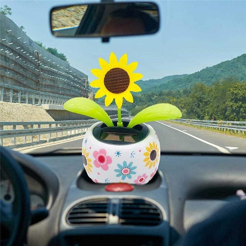 1Pc Sunflower Solar Dancing Decor for Car, Solar Decors,Solar Powered Swinging Animated Dancer Decor Office Desk Car, Funny Ornaments, Solar Power Kits,Learning and Education