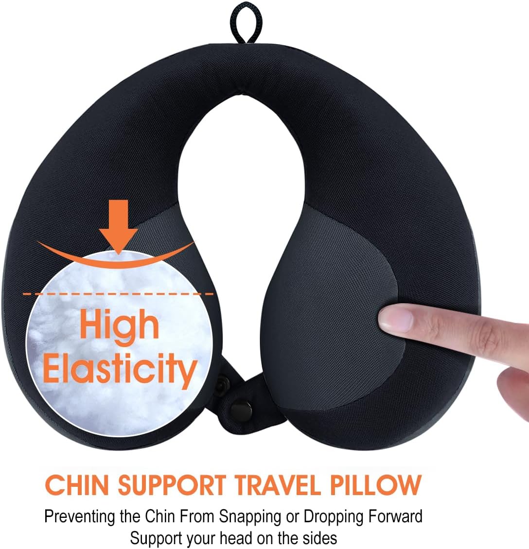 INFANZIA Kids Chin Supporting Travel Neck Pillow, Helps Support Head and Neck, Comfortably Designed for Head, Neck, and Chin Support - Ideal for Toddlers and Children,Black