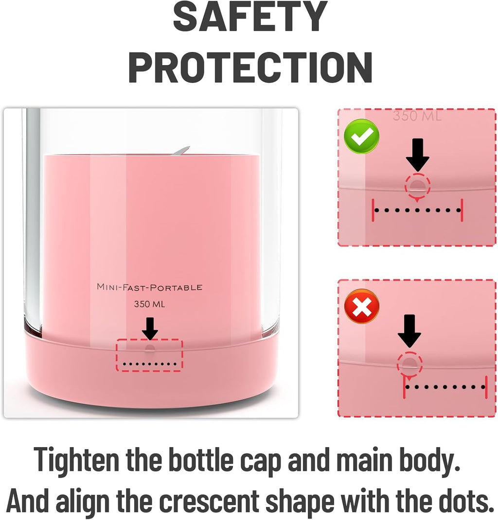 OTPEIR Portable Blender for Shakes and Smoothies with 11.83 Oz Travel Cup and Lid,Durable Stainless Steel Blades for Juice Blending Performance, Pink