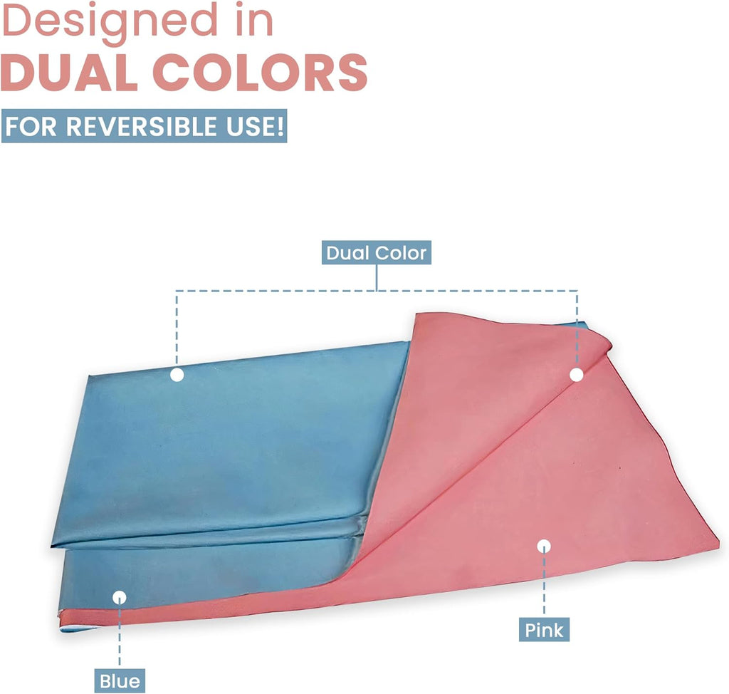 Waterproof Dry Rubber Bed Sheet Cover/Sleeping Mattress Protector/Urine Non-Absorbent Reusable Crib Mat Color Blue and Pink ((3 Meter) (117 x 36 Inches) (300 x 90 cm))