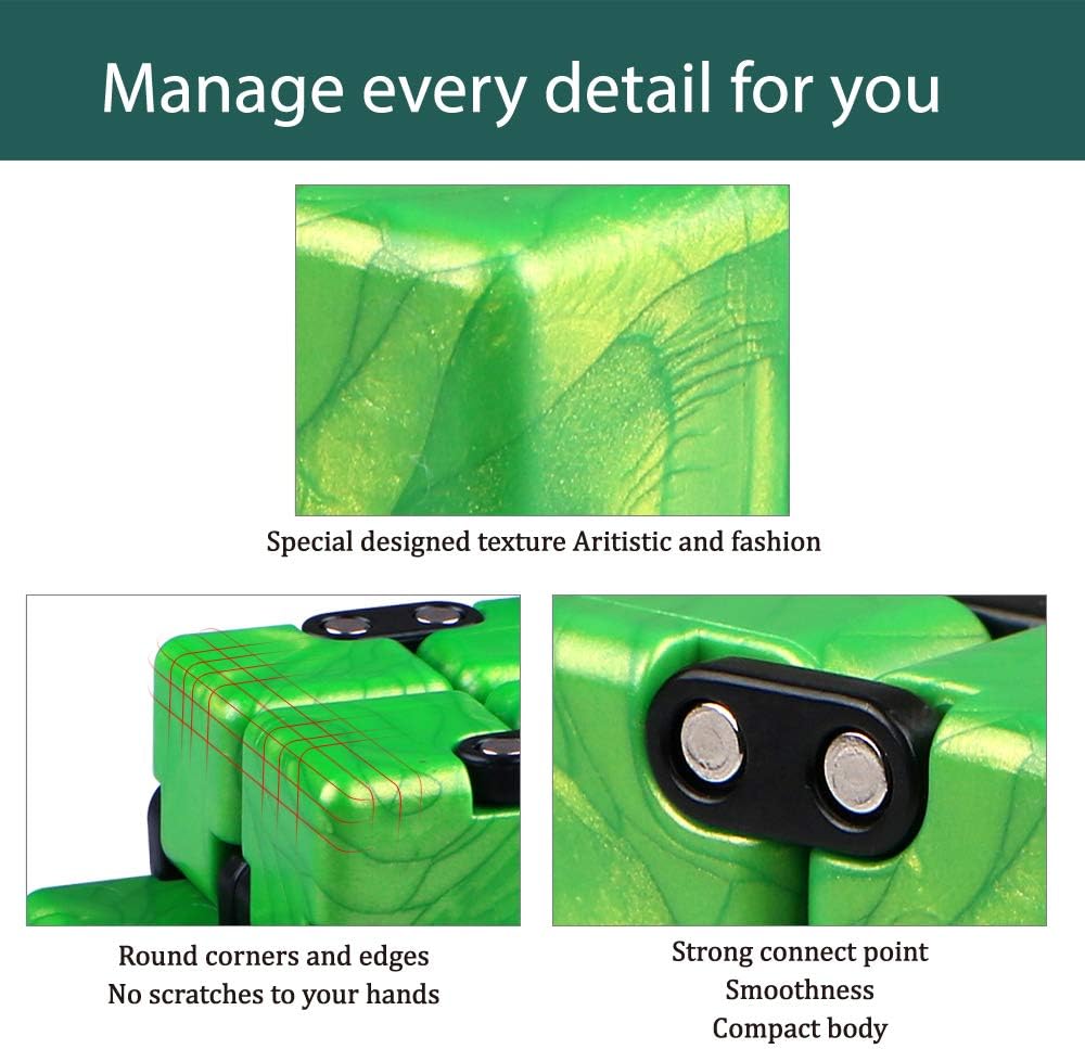 QIYI Little Golden Elephant Upgraded Infinity Cube Fidget Toy,Cool Mini Gadget Best for Stress and Anxiety Relief and Kill Time, Special Designed Texture Artistic and Fashion(Emerald Green)