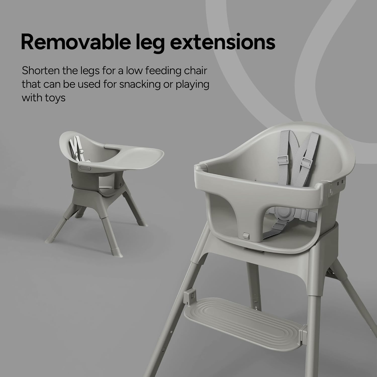 Mompush Olli 7-in-1 Convertible High Chair for Babies and Toddlers – Adjustable Height & Footrest, Dishwasher-Safe Tray, Compact Foldable Design for Easy Storage & Travel, Lightweight Yet Durable