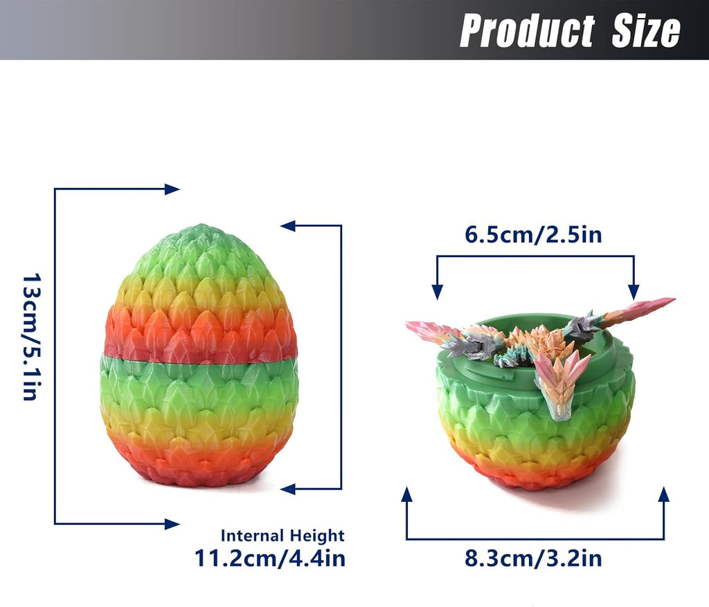 3D Printed Dragon Egg,Mystery Crystal Dragon Fidget Toys,Articulated Dragon,Home Desk Decor Easter Surprise Dinosaur Eggs,Adults Fidget Toys for Autism/ADHD