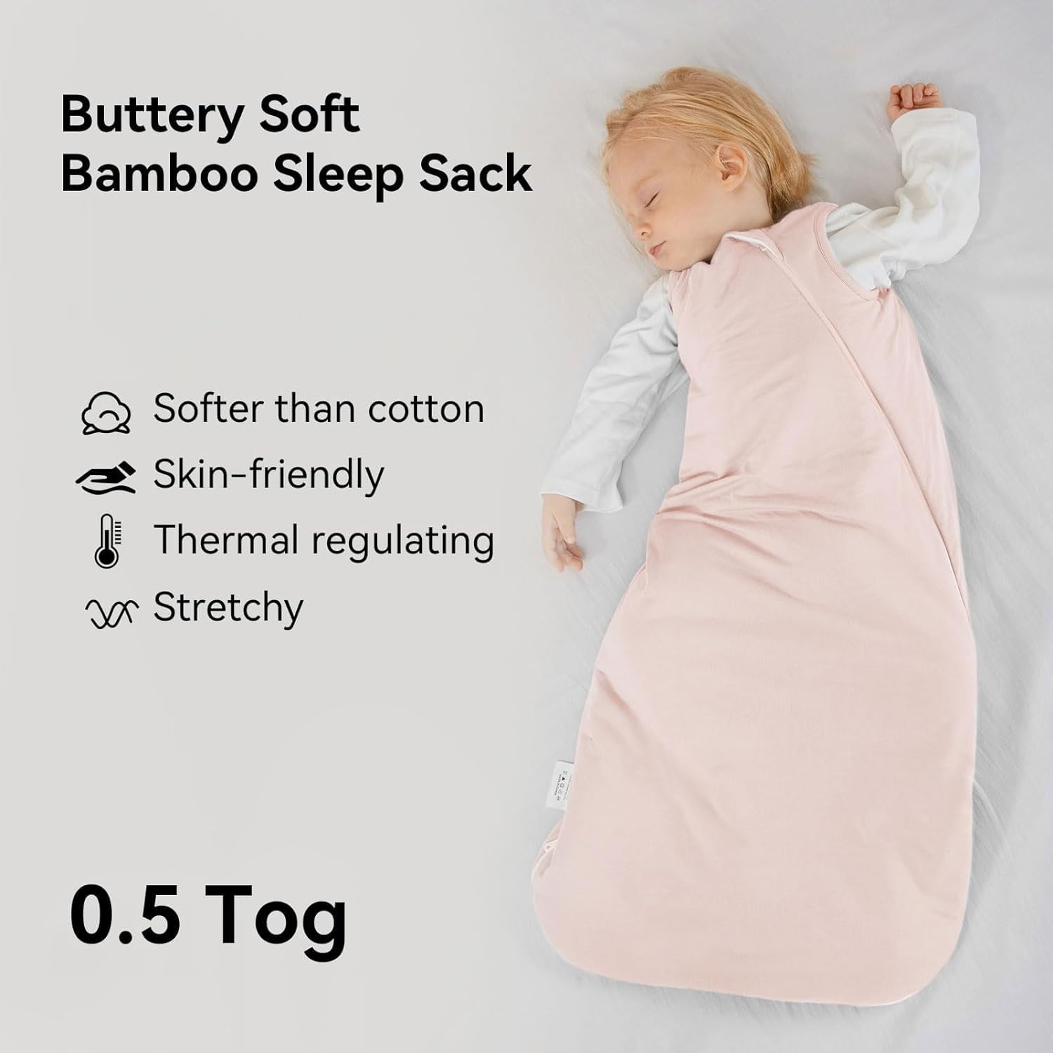 BubblePanda Rayon Made from Bamboo Sleep Sack 0-6 Months 0.5 Tog Soft Newborn Sleep Sack 3-6 Months for Infant Babies 2-Way Zipper Wearable Blanket Baby 0-3 Months