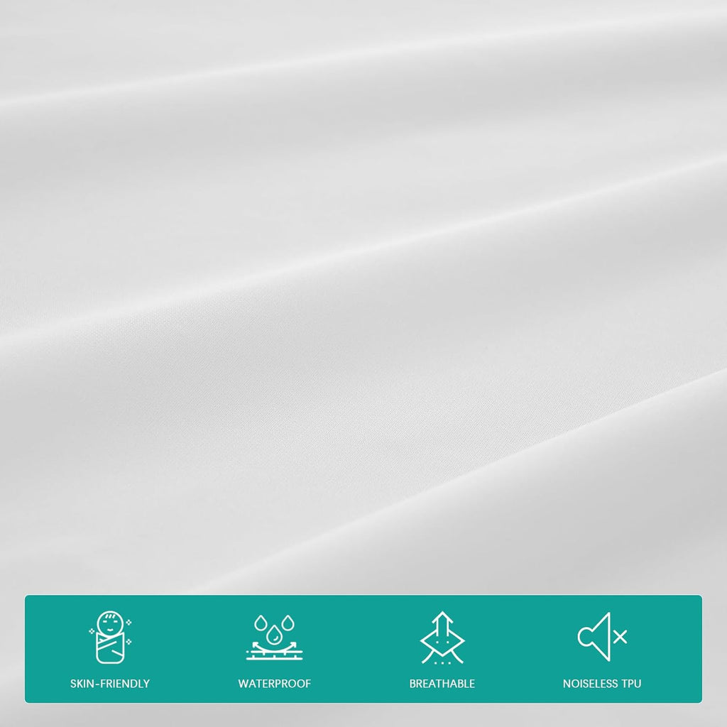 Crib Sheets Waterproof 2 Pack, Crib Mattress Protector, Toddler Fitted Crib Sheet Neutral, Ultra Soft & Breathable Toddler Bed Sheets for Boys and Girls, White