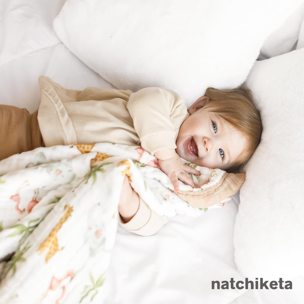 Organic Cotton Muslin Baby Blanket for Boys and Girls - Luxurious Soft Toddler Quilt for Swaddling - Gender Neutral Blankets Makes a Great Pastel Floral