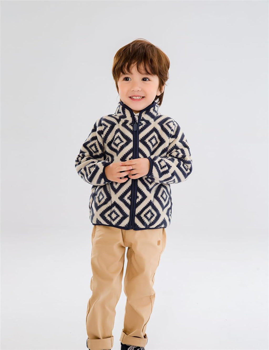 Kids Printed Polar Fleece Jacket Toddler Baby Boys Girls Autumn Winter Warm Sherpa Lining Outerwear Soft Lightweight