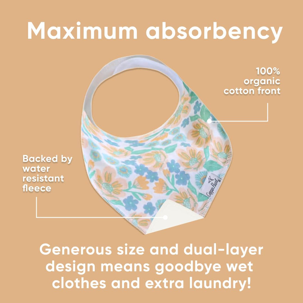 Copper Pearl 6 Pack Soft Cotton Baby Bibs for Drooling and Teething, Absorbent Drool Bibs for Baby Girl, Adjustable to Fit Newborns to Toddlers, Tons of Styles (Sophie Set)