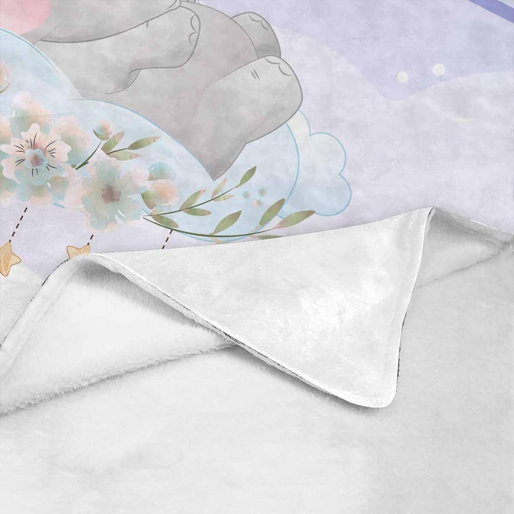 Personalized Baby Blanket with Name, Cute Custom Light Purple Elephant Name Blankets Toddler Girls Soft Flannne Swaddling Blankets Customized Memorial Gift from Nana for Infant Newborn Shower