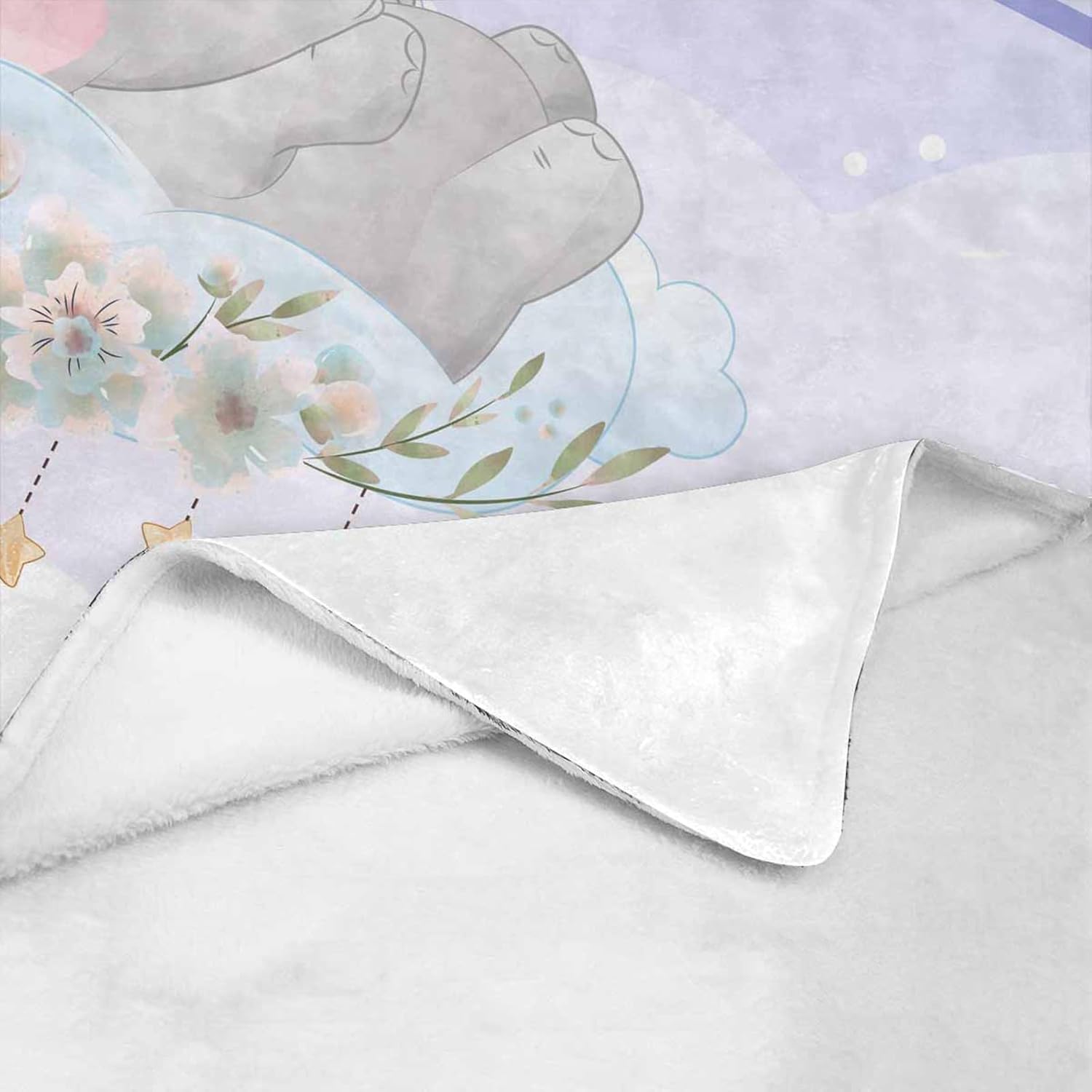 Personalized Baby Blanket with Name, Cute Custom Light Purple Elephant Name Blankets Toddler Girls Soft Flannne Swaddling Blankets Customized Memorial Gift from Nana for Infant Newborn Shower