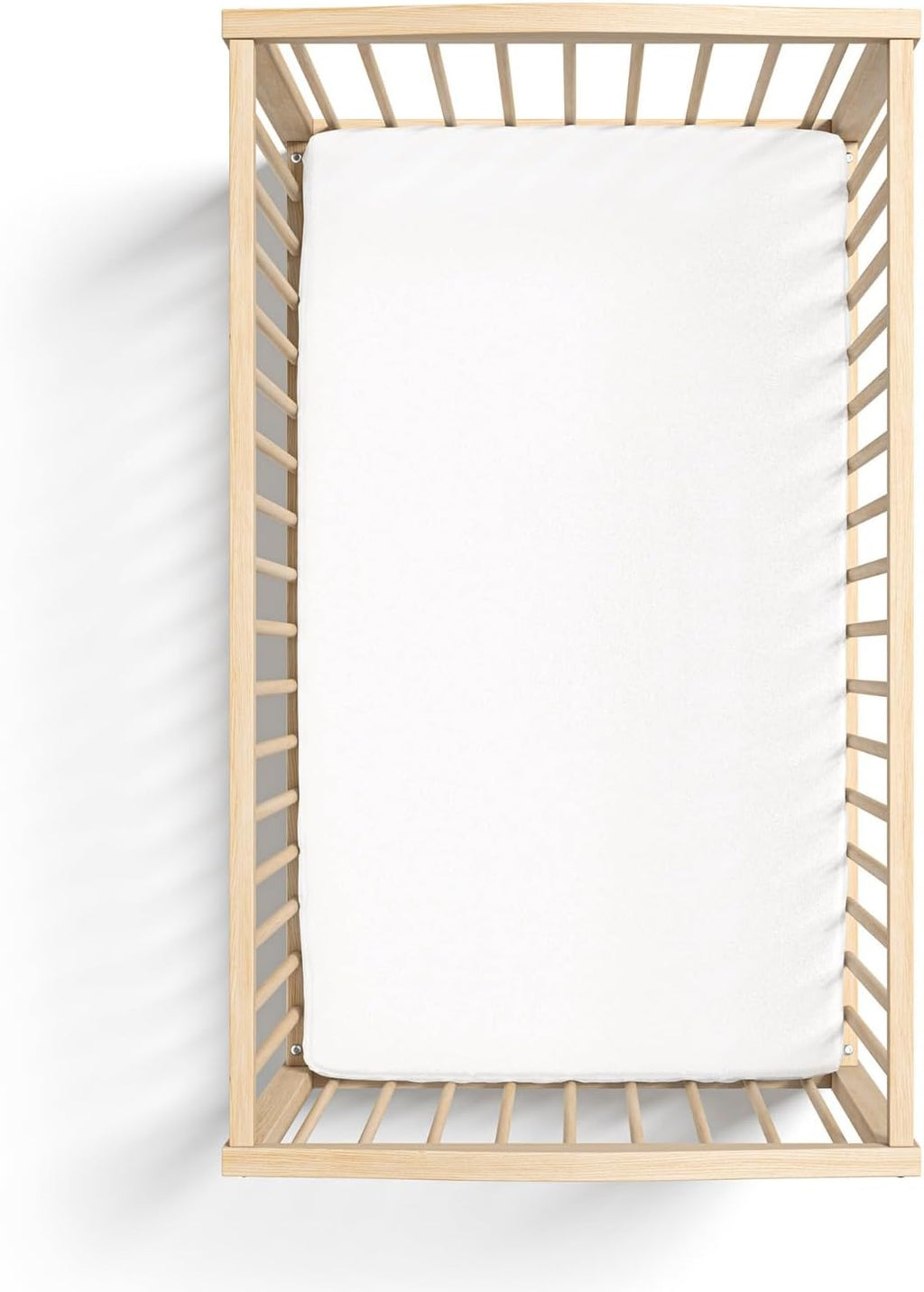 Organic All in One Crib Sheet and Mattress Protector - Waterproof Protectors - Reusable Washable – Fits Cribs – 52”x28”- with 9” Skirt White