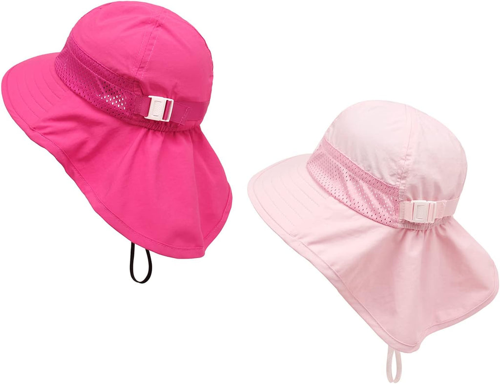 CHUNG Baby Sun Protection Hat Summer Toddler Adjustable UPF 50+ Wide Brim Neck Flap Beach Caps Boys Girls 1-12 Years Kids