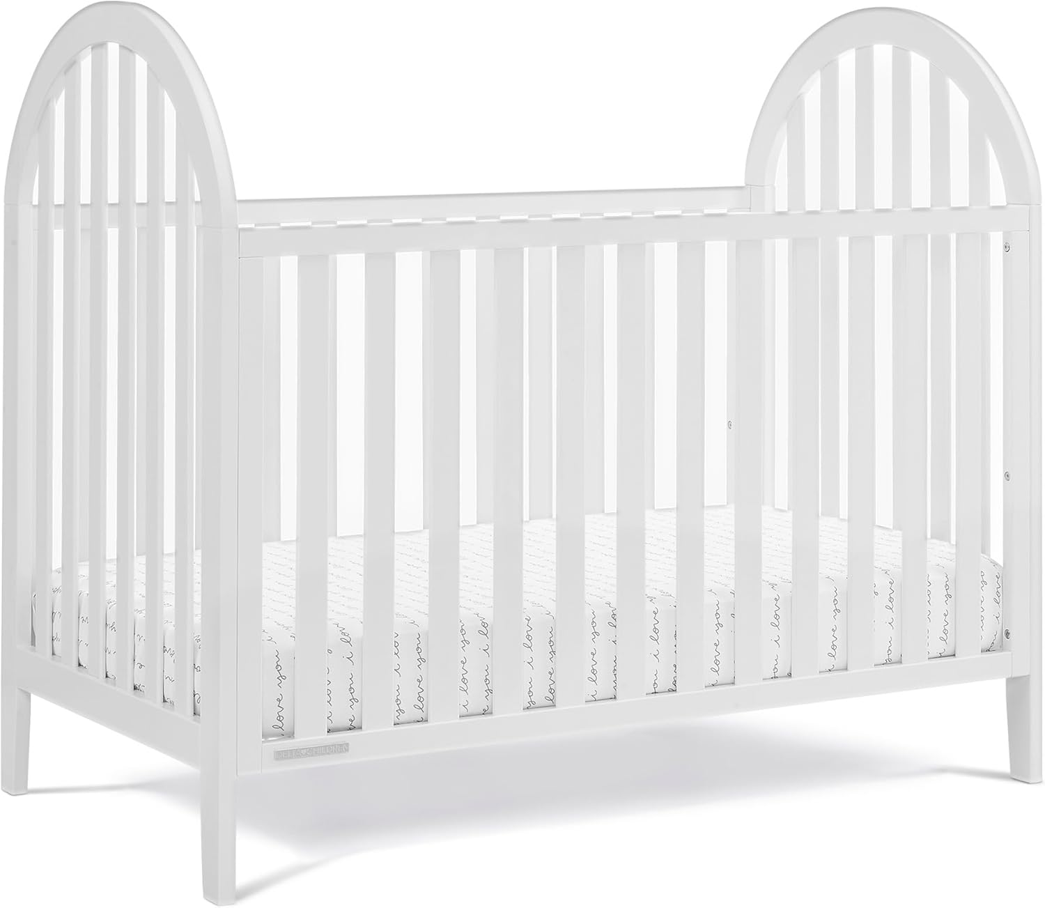Delta Children Milano 4-in-1 Convertible Crib - Greenguard Gold Certified, Bianca White