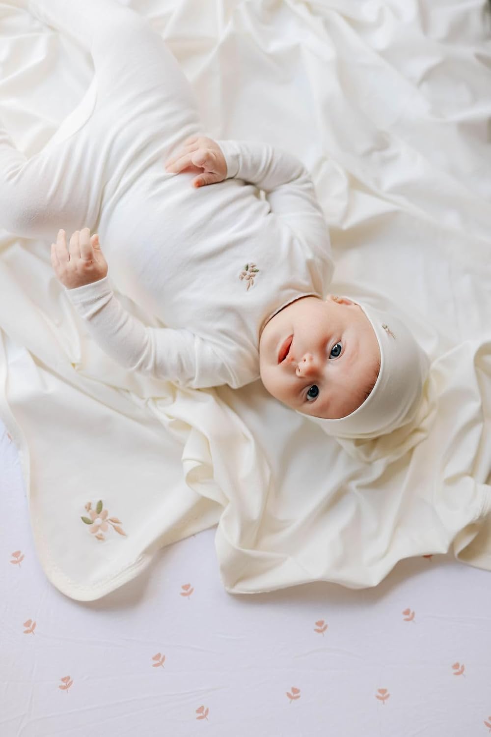 Ely’s & Co. Changing Pad Cover, Diaper Changing Table Sheets, 2 Pack, Cradle Sheet Set for Baby Girls, 100% Jersey Knit Cotton, Pink Tulip Collection, 32”x16”x5”