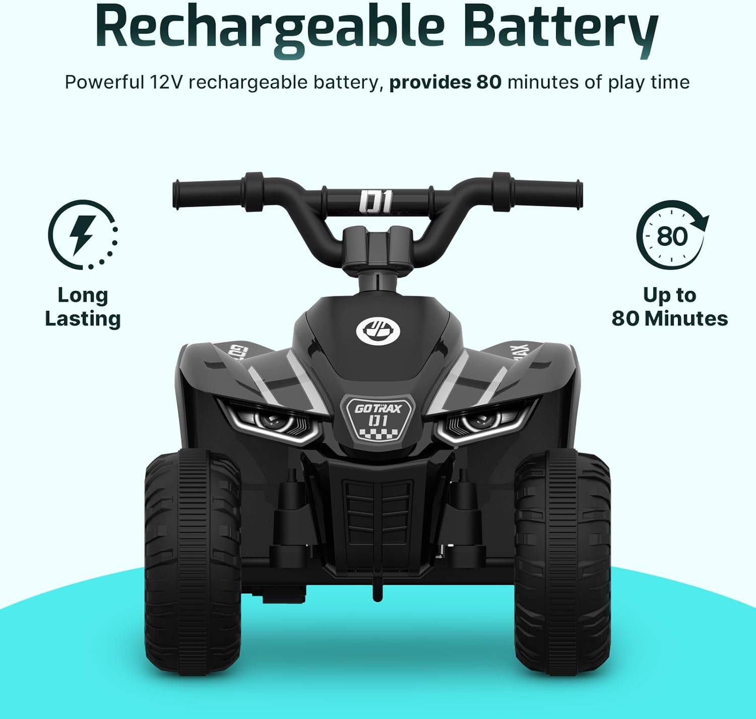 Gotrax RT1 Ride on Toys for Toddlers 1.5-3, Safe 12V Lead-acid Battery up to 80 Minutes, Forward/Reverse 2 Gears, Max 1.5MPH Speed&8" Big Tire, Electric Vehicle ATV Car Best Gift for Age1.5–3 Boy Girl