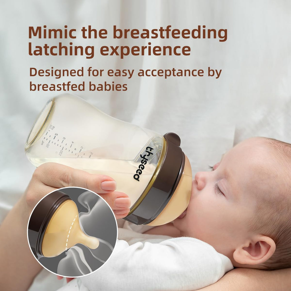 PPSU Natural Breast-Like Bottle with Nipple(7-10 Months),10oz，2pack