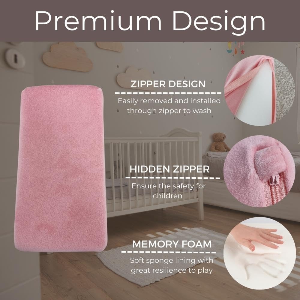 Wonder Space Plush Foam Blocks - Nursery Building & Stacking Toys for Toddlers Boys & Girls, Soft Smooth Velvet Cover, Early Education Gross Motor Skills & Brain Development (24 Bricks, Soft Blush)